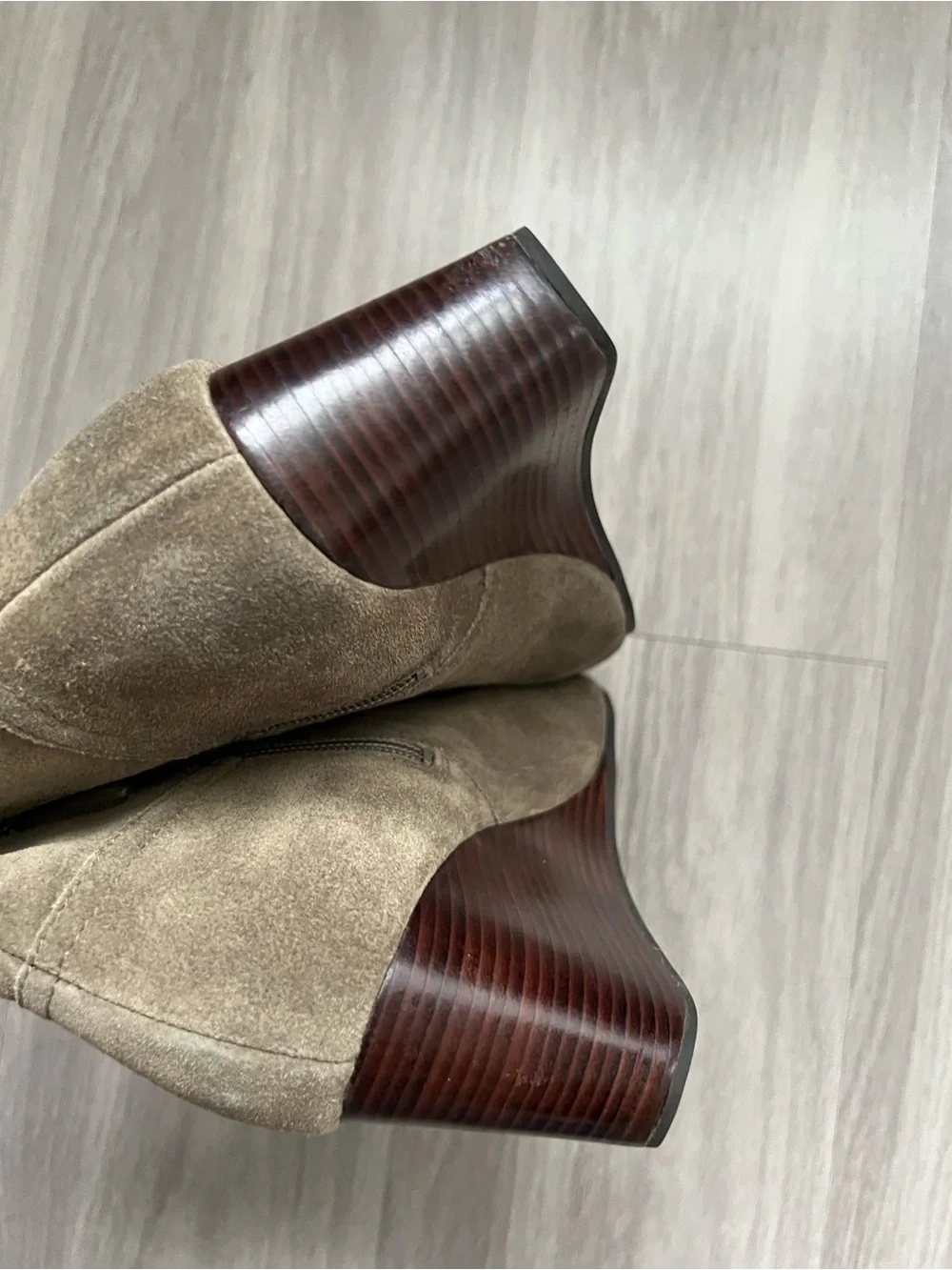 Cole Haan Suede Wedge Ankle Booties Taupe Brown Tassel Zip Size 8B